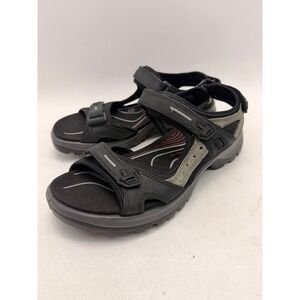 ECCO Yucatan Mens 43 Black Grey Nubuck Leather Sport Hiking Sandals 069564-51052